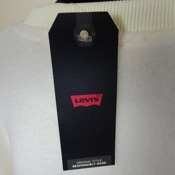 Levi’s Fleece Sweatshirt Women's Size L Ivory Crew Neck Pullover Cozy Furry - Picture 7 of 10